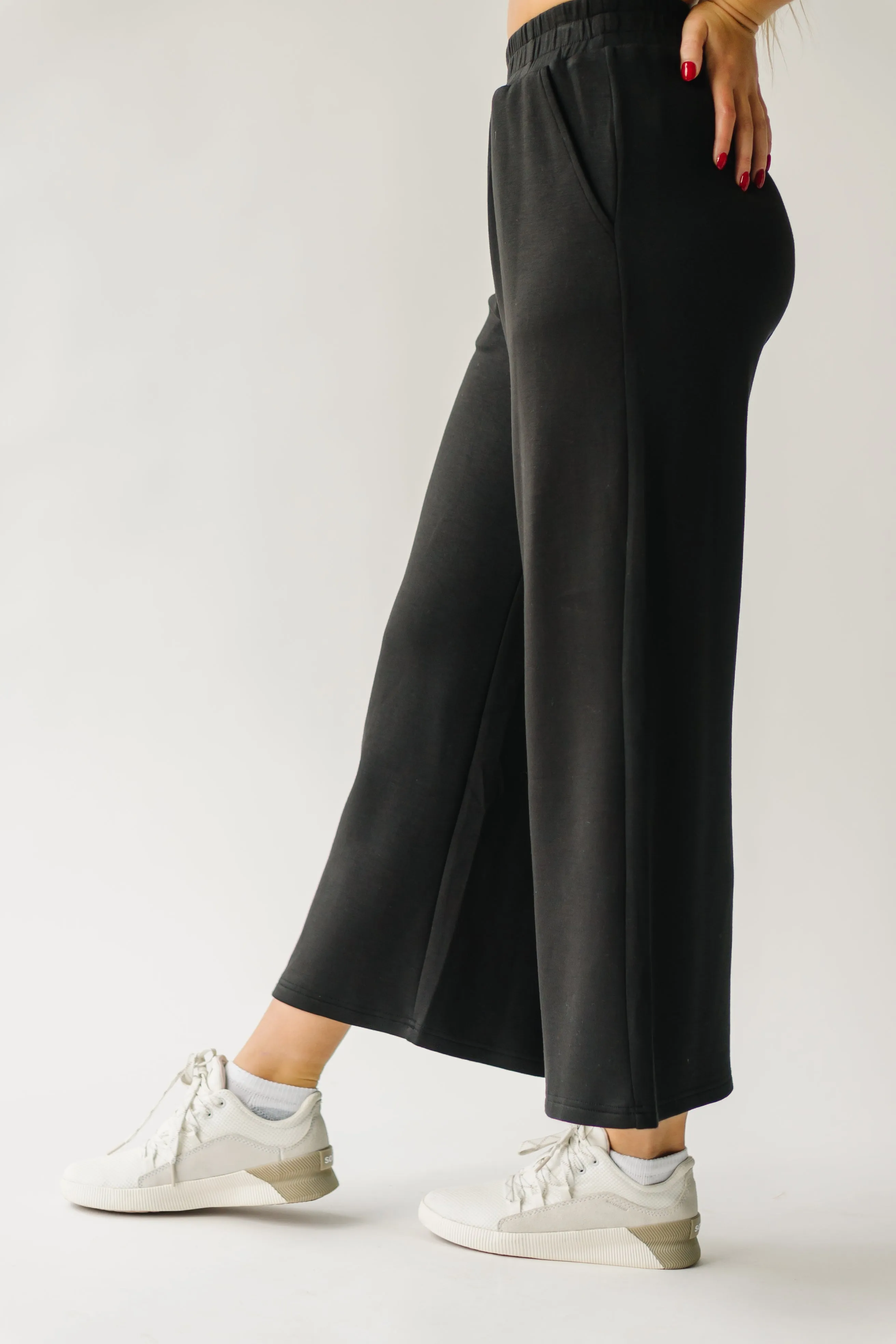 The Hallman Cropped Wide Leg Pant in Black