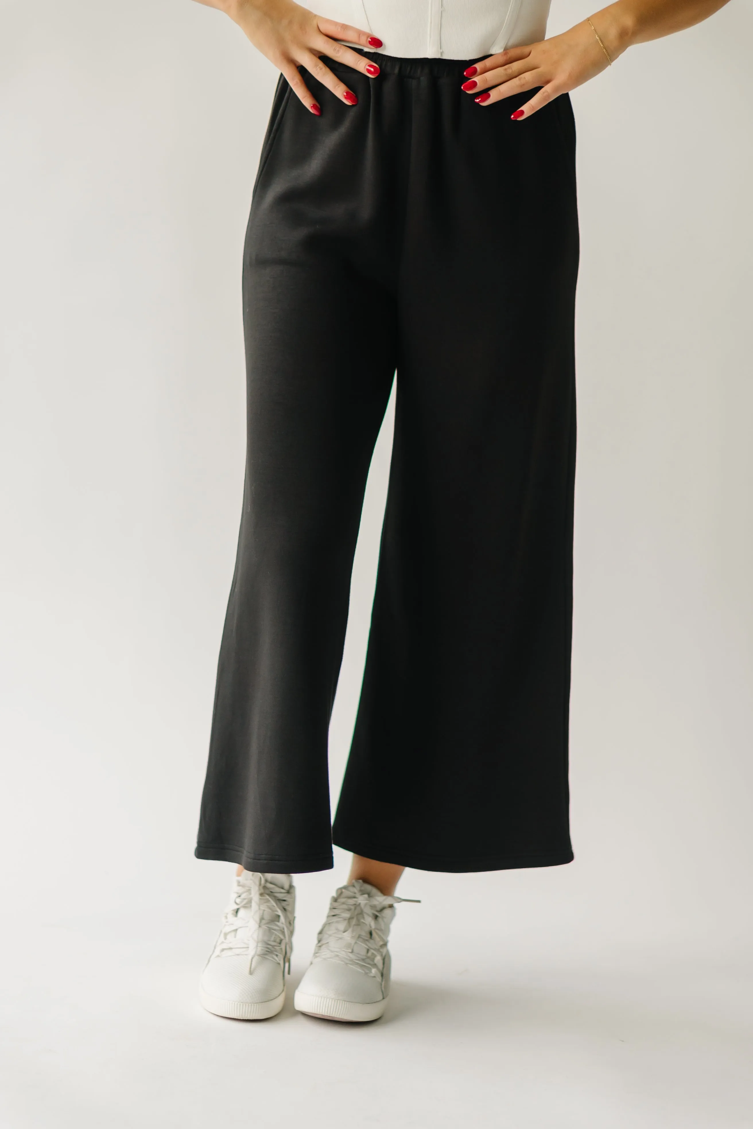 The Hallman Cropped Wide Leg Pant in Black