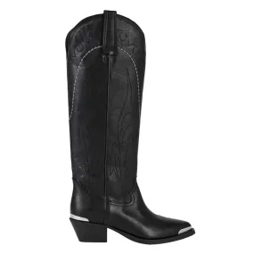 THE KOOPLES Leather Cowboy Boots - Black