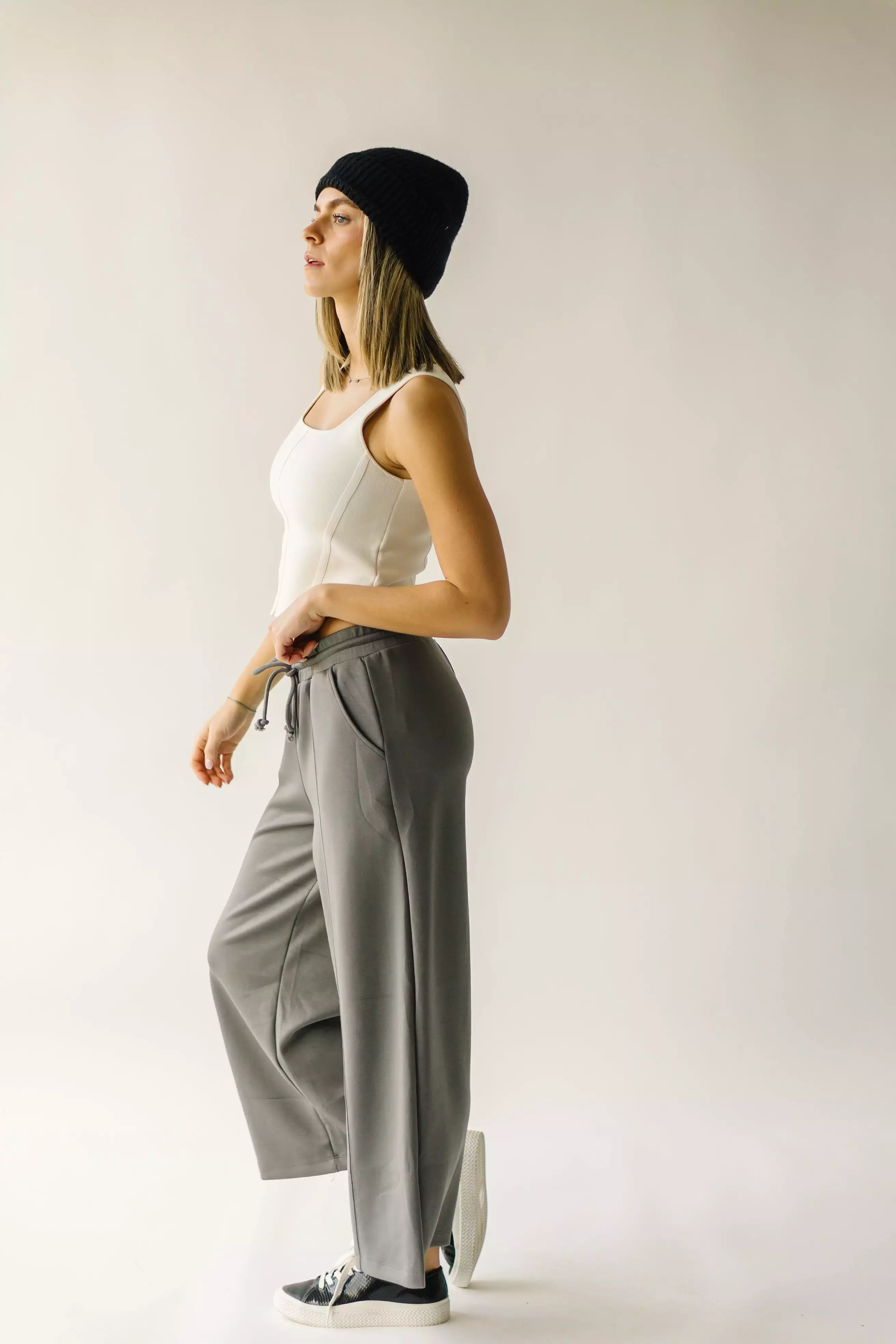 The Mazzara Wide Leg Pant in Charcoal