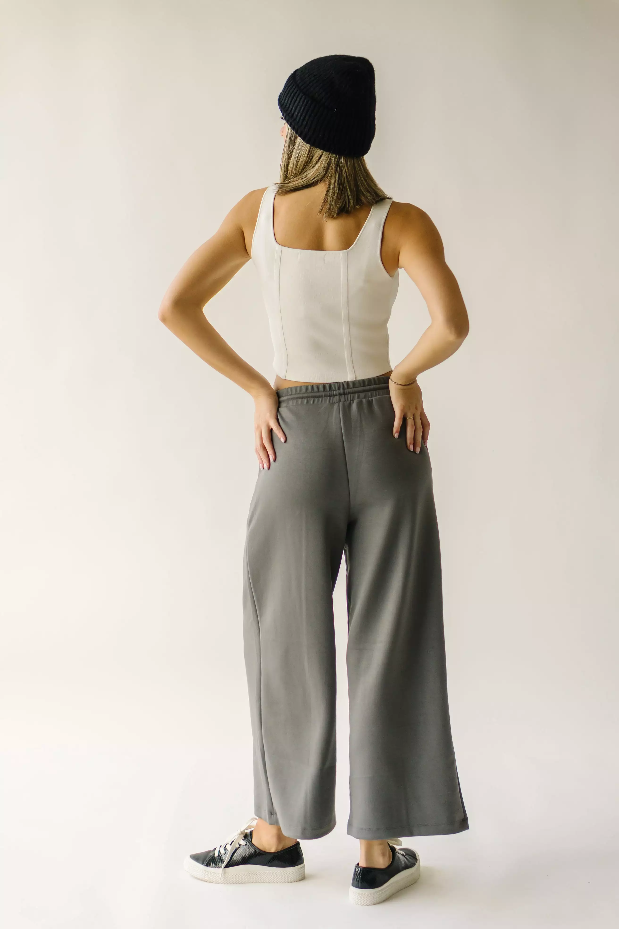 The Mazzara Wide Leg Pant in Charcoal