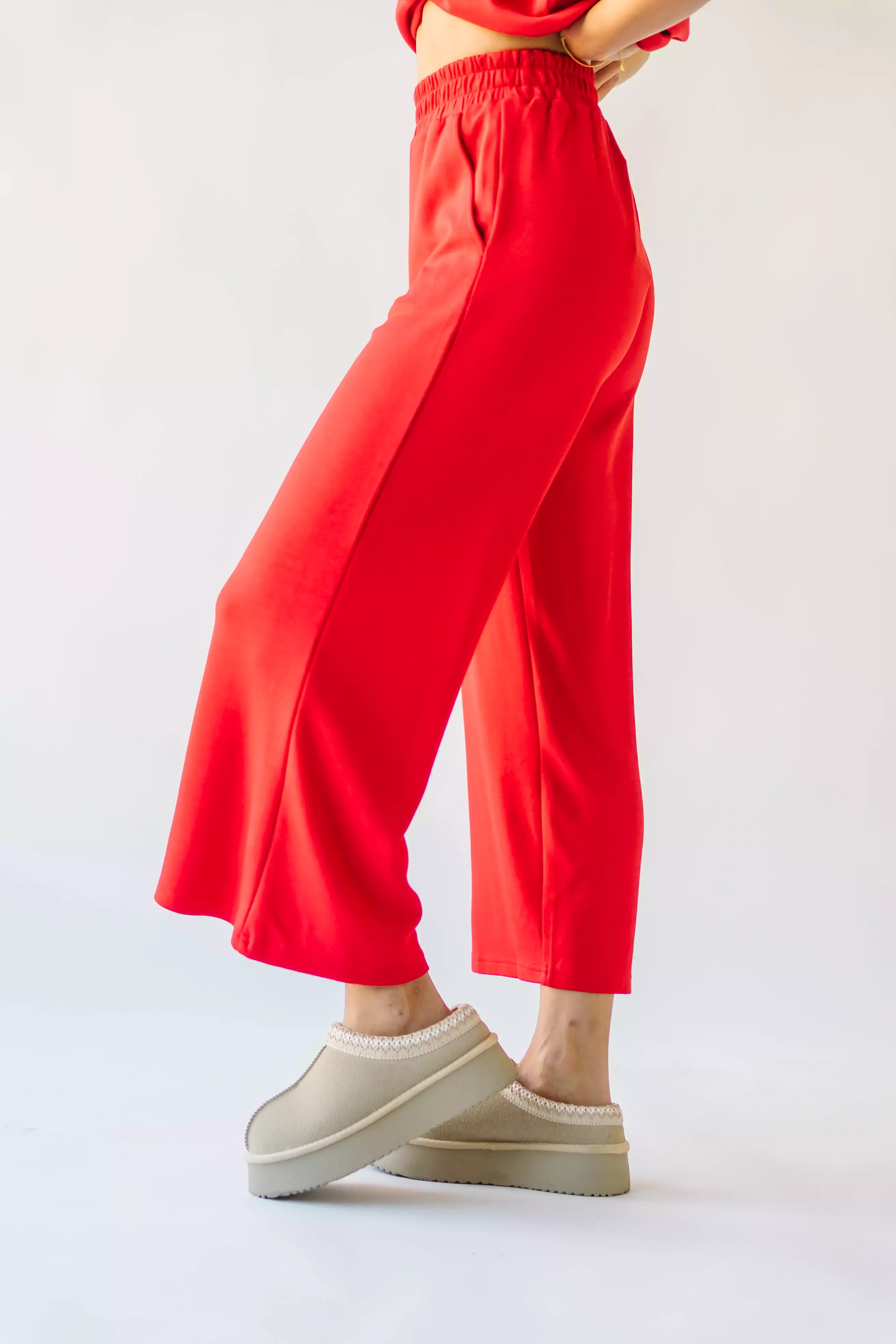 The Ronnie Basic Wide Leg Pant in Red