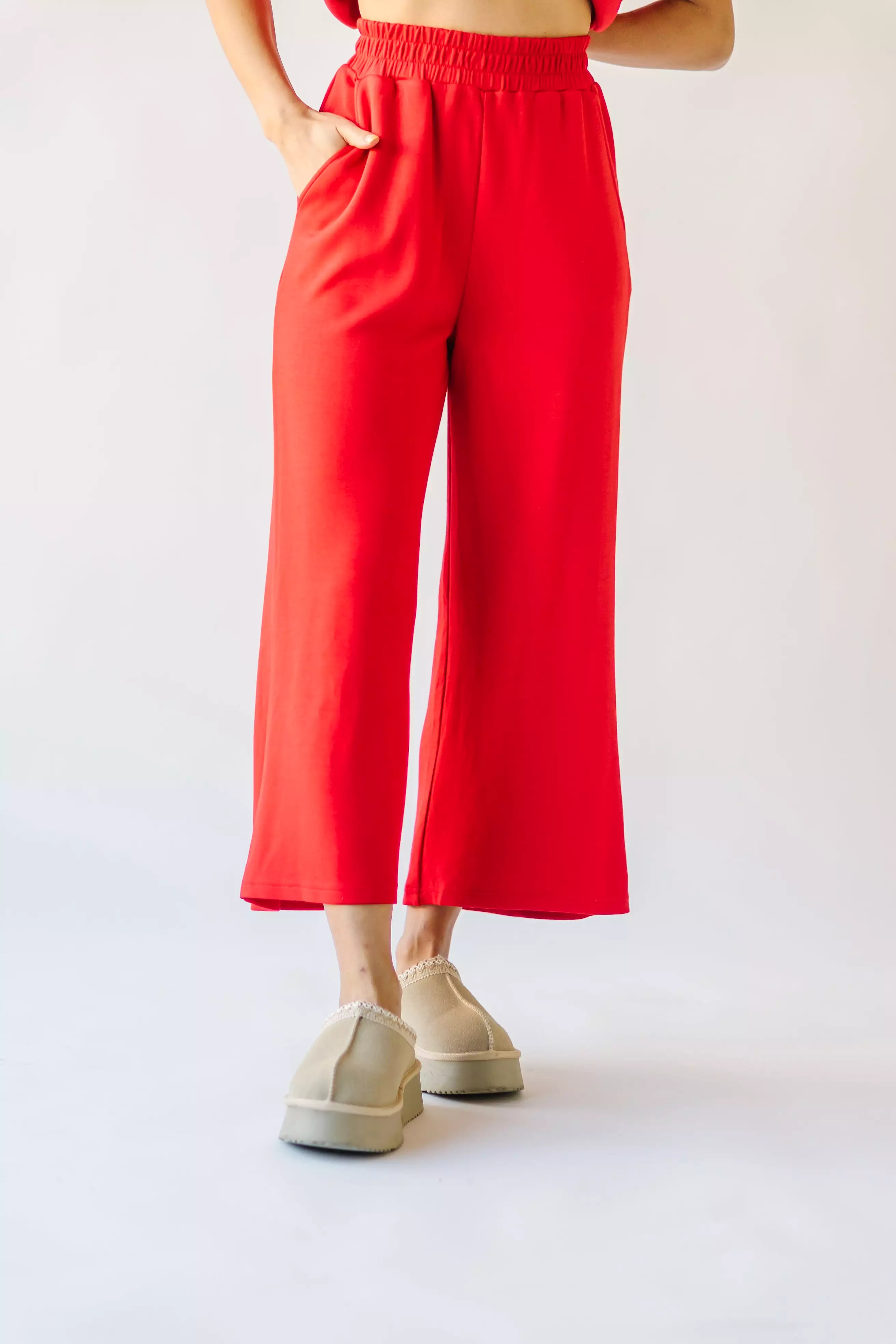 The Ronnie Basic Wide Leg Pant in Red