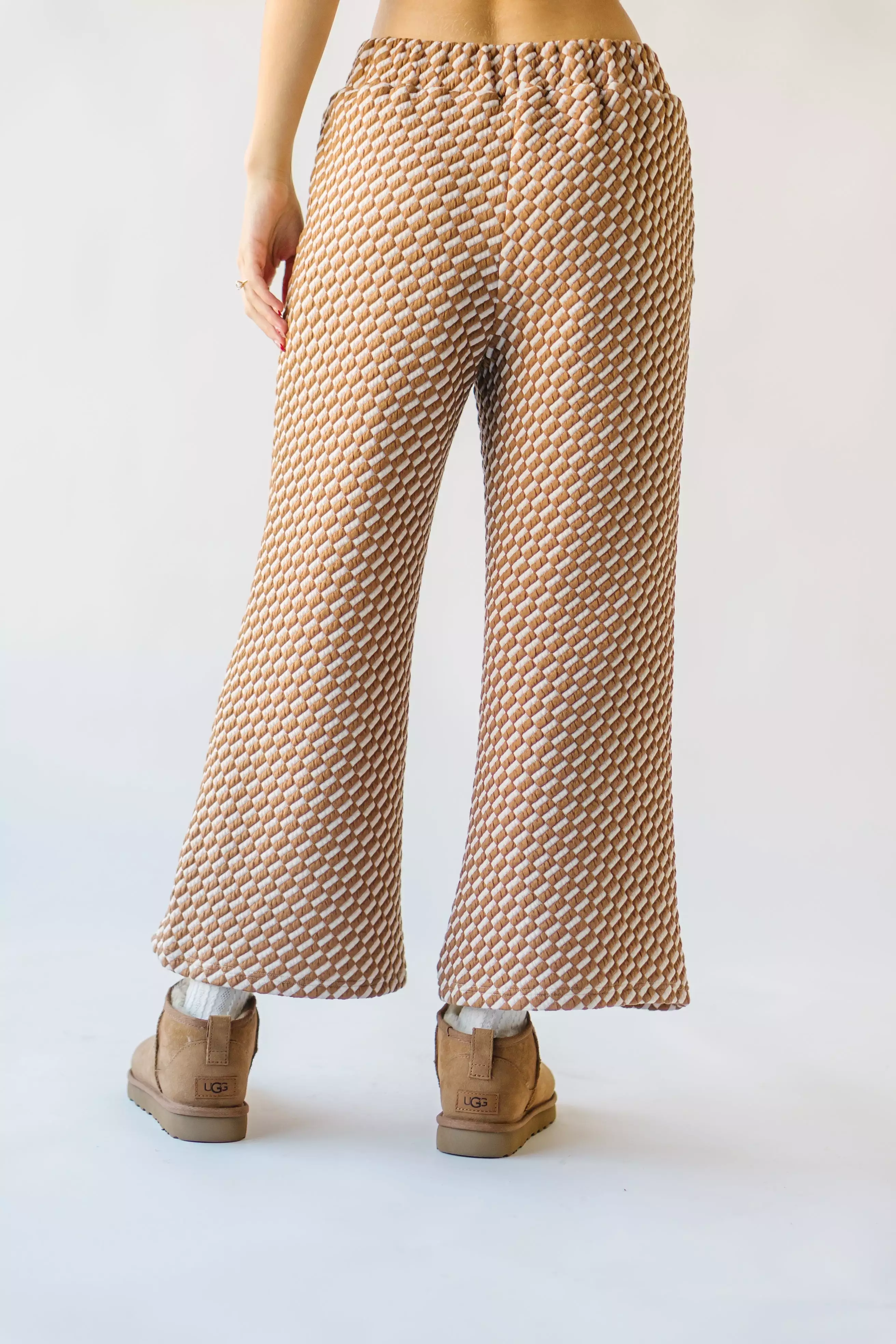 The Ronnie Checkered Wide Leg Pant in Tan