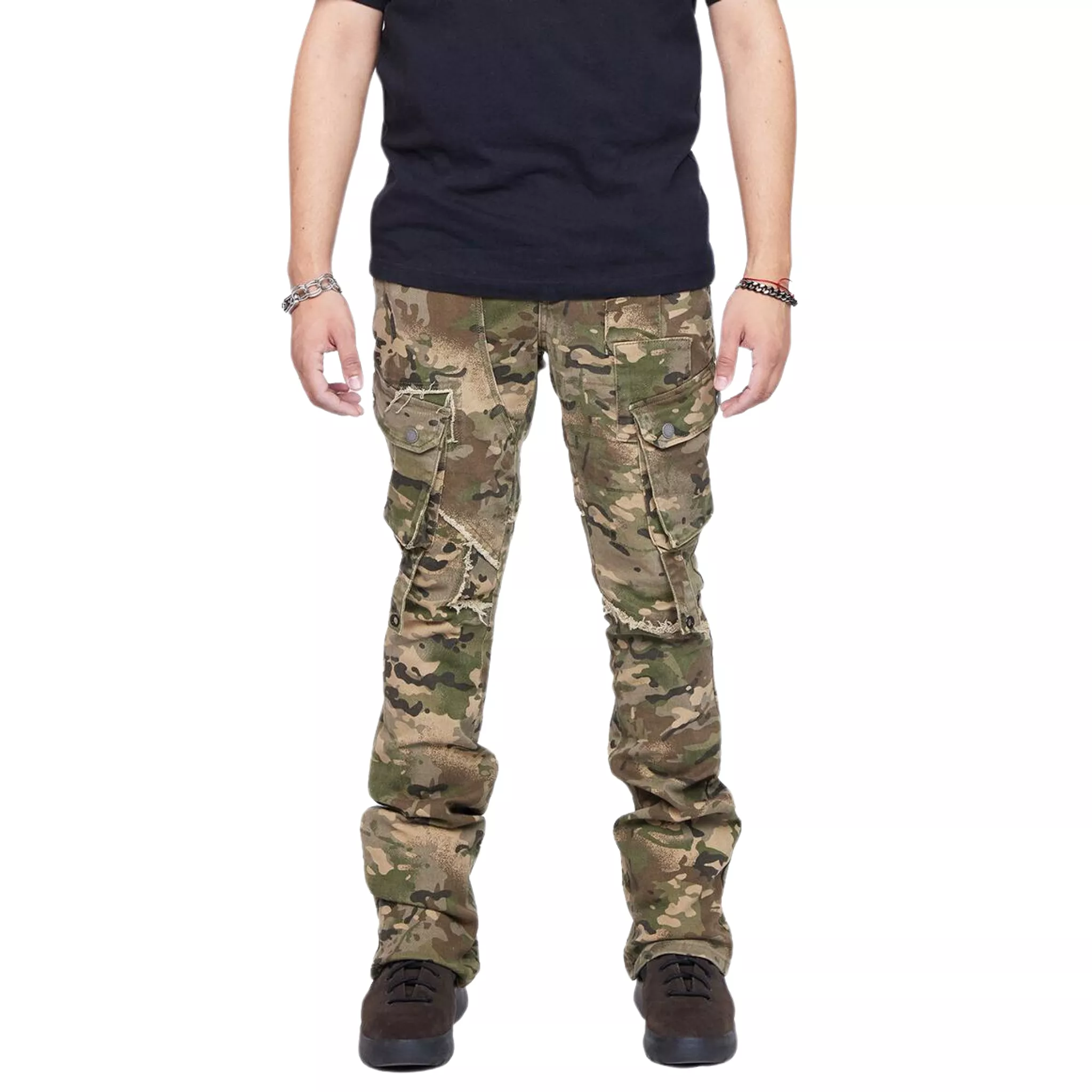 Valabasas Canteen Camo Stacked Flare Jeans