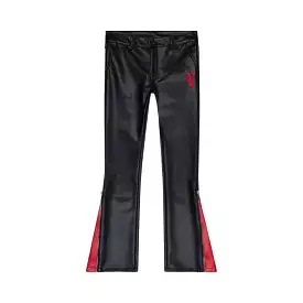 Valabasas “Cerniera” Black Leather Stacked Flare Jeans