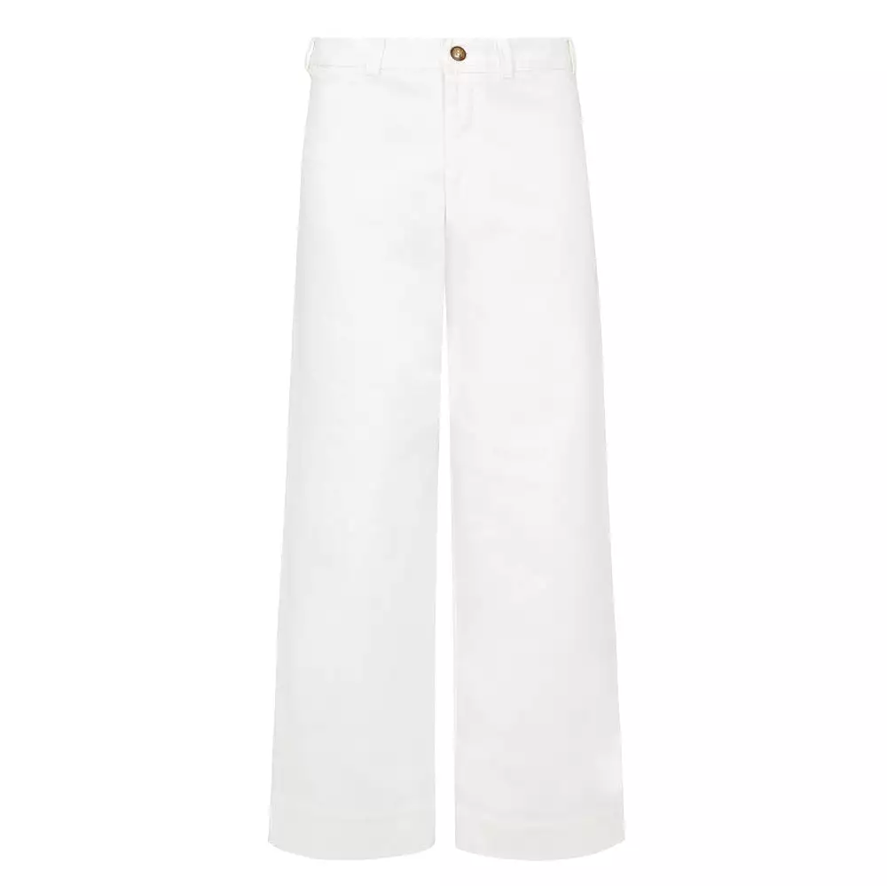 White Sailor Stretch Cotton Twill Pant