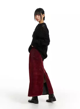 Y2K Velvet Denim Maxi Skirt CJ410